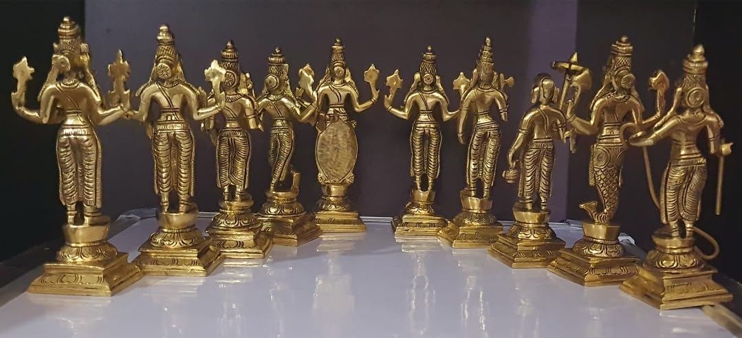 Brass Vishnu das Avatar Statue, Size : 6" Height for Home Temple